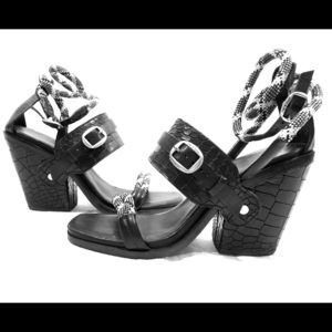 rag & bone black leather ankle strap sandals